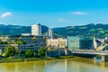 View of the Ars Electronica museum of science in the Austrian city Linz....IMAGE