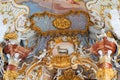 View of the art on the interior of the Pilgrimage Church of Wies in Steingaden, Weilheim-Schongau district, Bavaria, Germany