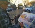 Artist creating a masterpiece, Lvov, Ukraine