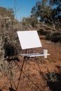 View of Artist easel set up in the Tirari Desert