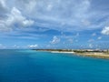 A view of the Aruba coastline from a cruise ship coming into port