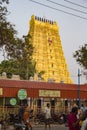 View of Arulmigu Ramanathaswamy yellow Temple in Rameshwaram.