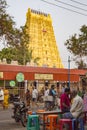 View of Arulmigu Ramanathaswamy yellow Temple in Rameshwaram.