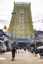 View of Arulmigu Ramanathaswamy yellow Temple in Rameshwaram.