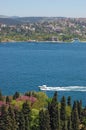 View of Asian side of Istanbul, Bosphorus seen from European side.