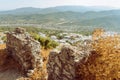 Asklipio town from the citadel of Hospitallers in Rhodes, Greece Royalty Free Stock Photo