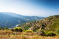 View from Aspromonte towards mediterranean sea in Calabria near Bagaladi town Royalty Free Stock Photo