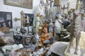 View of assorted religious statues in an old workshop in Lecce, Italy