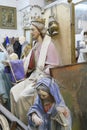 View of assorted religious statues in an old workshop in Lecce, Italy