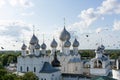 Ravens flying between the copolas of the Assumption Cathedral, Rostov Veliky