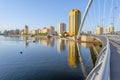 View of Astana city taken over the river from bridge