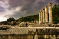 View of Athena Temple of Ancient Greek City in Priene, Soke, Aydin,Turkey Royalty Free Stock Photo