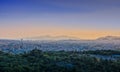 View of Athens and Pireus port from Acropolis hill against sunset, Greece Royalty Free Stock Photo