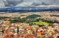 View of Athens with the Temple of Olympian Zeus Royalty Free Stock Photo