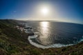 View of the Atlantic coast and the village of El Pris. Royalty Free Stock Photo