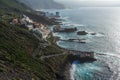 View of the Atlantic coast and the village of El Pris. Royalty Free Stock Photo