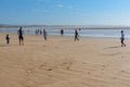 View of the Atlantic Ocean from a Beach in Essaouira Morocco with People