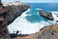 View on Atlantic ocean with big waves and black cliffs. Canary Islands, Tenerife, Spain. Royalty Free Stock Photo