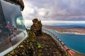 View at Atlantic ocean and La Graciosa island at sunset from El Mirador del Rio in Lanzarote, Canary Islands, Spain