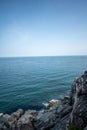 View into the Atlantic Ocean near Otter Cliff Overlook in Acadia National Park, Maine, USA. Royalty Free Stock Photo