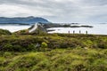 View of the Atlantic Road and the iconic Storseisundet Bridge, More og Romsdal, Norway