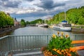 Cityscape with Theatre Bridge on Aura river in Turku. Finland