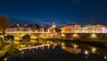 Rome - View from Aurelius Bridge (Ponte Sisto Bridge) on St Peters Basilica in Vatican during night. Royalty Free Stock Photo