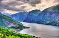 View of Aurlandsfjord from Stegastein viewpoint - Norway Royalty Free Stock Photo