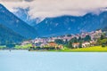 View Auronzo di Cadore and Lake of Auronzo, Italian Dolomites Royalty Free Stock Photo
