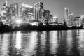 View of Austin, Texas in USA downtown skyline. Night golden sunset city. Reflection in water. Royalty Free Stock Photo