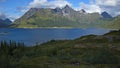 View from Austnesfjorden resting place at Torvvika on the Scenic Route Lofoten in Troms county, Norway Royalty Free Stock Photo