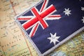 Australian flag on the map of Australia Royalty Free Stock Photo