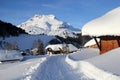 View of Austrian Ski Resort Lech am Arlberg and Stubenbach at the Alps Mountains in Winter Royalty Free Stock Photo