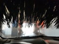 View of an automatic car wash from inside a car Royalty Free Stock Photo