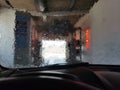 View of an automatic car wash from inside a car Royalty Free Stock Photo