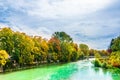 Autumn landscape and Isar river in Munich - Bavaria