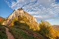 View of autumn landscape with rocky cliffs Royalty Free Stock Photo