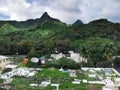 A view of Avarua - the capital city of the Cook Islands from the bell tower of the Christian Church of the Cook Islands Royalty Free Stock Photo