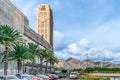 View from Avenida Maritima to Insular Palace of Tenerife and the mountains