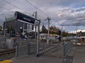 View of 39 Avenue CTrain station served by Red Line. CTrain is a light rail rapit transit system in Calgary. Royalty Free Stock Photo