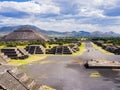 Panoramic view of Teotihuacan Pyramids and Avenue of the Dead, Mexico Royalty Free Stock Photo