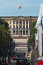 Avenue in Oslo with Royal Palace on Backgrouund, Norway