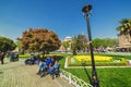 View of Aya Sofia through the Sultanahmet square Royalty Free Stock Photo