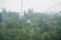 View of Ba Na Hills Mountain in the fog from Cable car. Landmark and popular. Da Nang, Vietnam and Southeast Asia travel concept Royalty Free Stock Photo