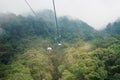 View of Ba Na Hills Mountain in the fog from Cable car. Landmark and popular. Da Nang, Vietnam and Southeast Asia travel concept Royalty Free Stock Photo