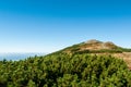 View from Babia Gora, Beskidy, Poland, hiking trail landscape Royalty Free Stock Photo