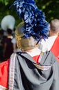 View of the back of a centurion of the Roman legion