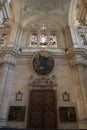 View of back door of Interior of Malaga Cathedral of Encarnacion, Malaga, Spain