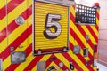 View of the back of a fire engine ready to respond to emergencies Royalty Free Stock Photo