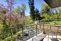 View of the back yard from the balcony of second floor. Royalty Free Stock Photo